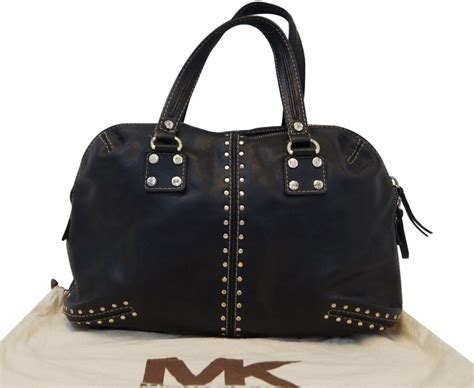 michael kors black and gold leather purse|Michael Kors black studded purse.